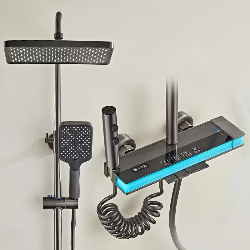 HUNNISE пианино цифровая Душевая система для ванной комнаты 12 дюймов насадка