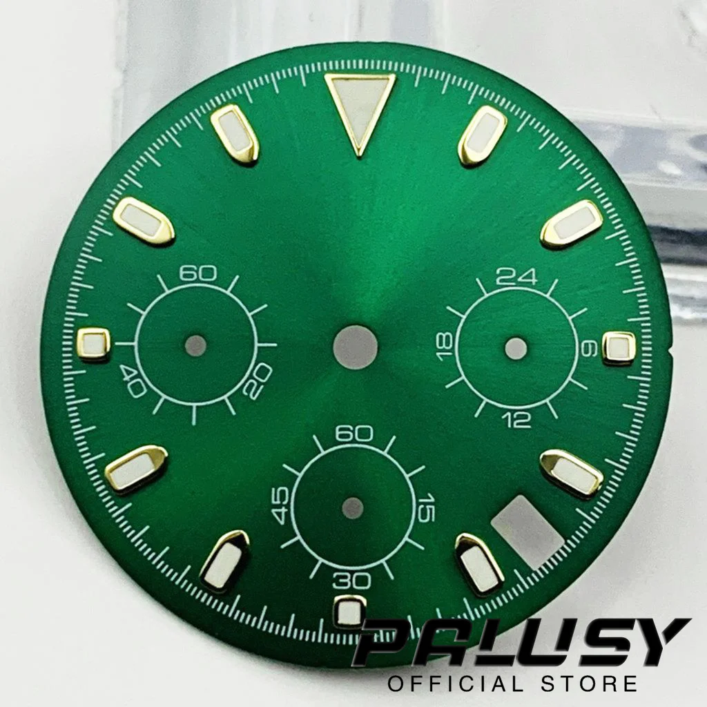 Vk63 29 5 мм стерильный зеленый циферблат для часов золотая отметка светящийся VK63
