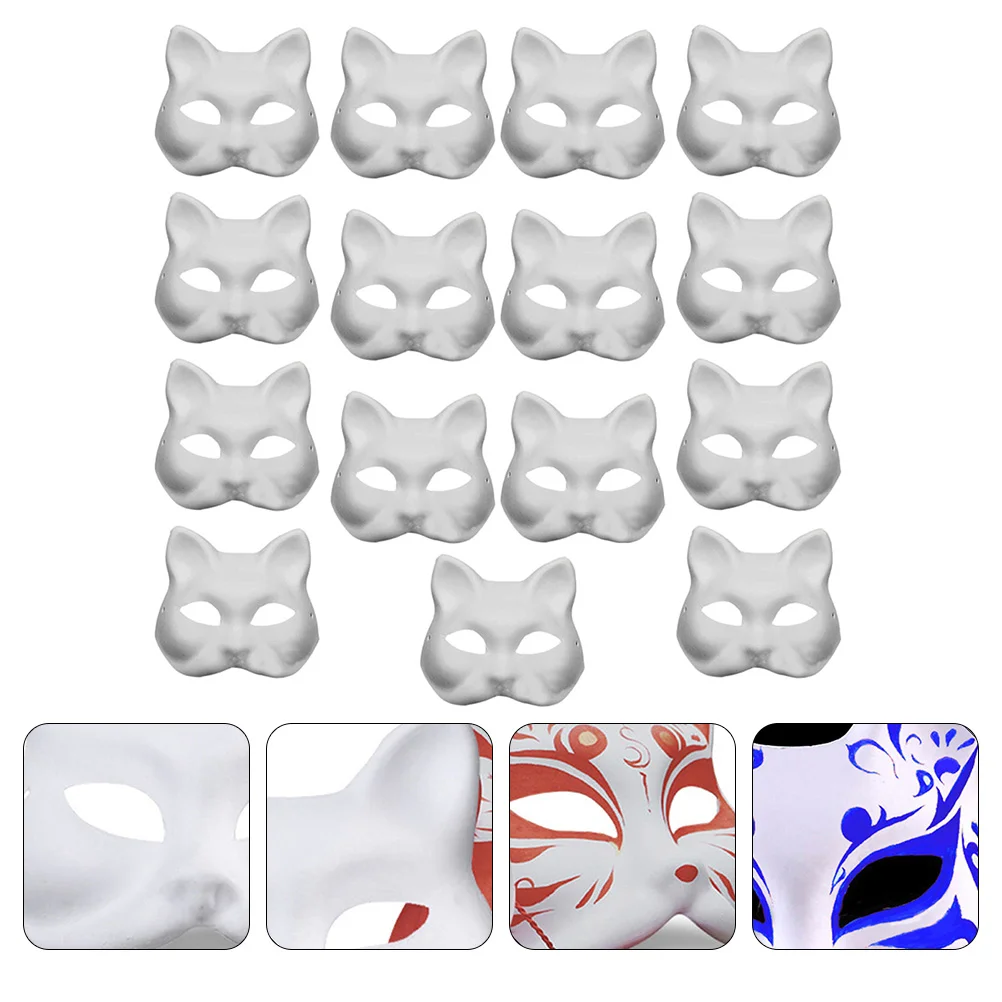 

15pcs White Party Mask Plain Mask Paintable White DIY Mask Mardi Gras Mask