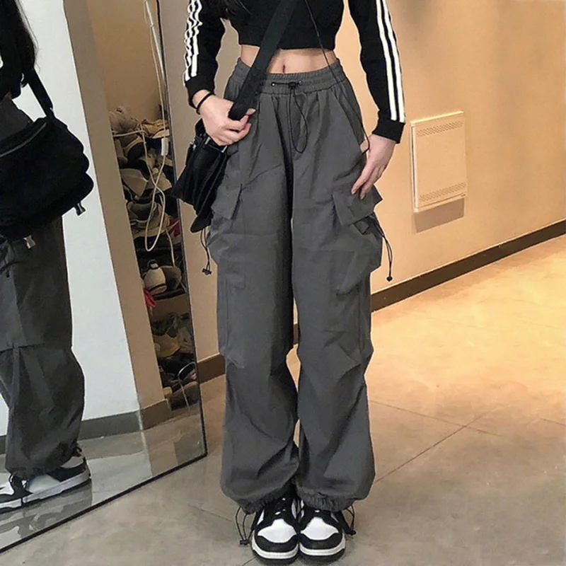 

Woen Streetwear Wide Leg Cargo Pants Casual Baggy pant Straight with Big Pockets Jogging Trousers Vintage Feale Sweatpants
