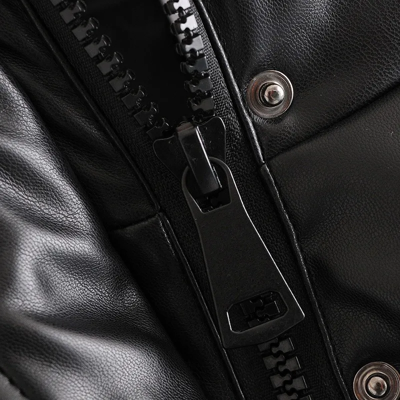 Women Casual High Waist Short Cotton Jacket Female Black Wild Thin Zipper Cotton Stand Collar Imitation Leather Cotton Coat New