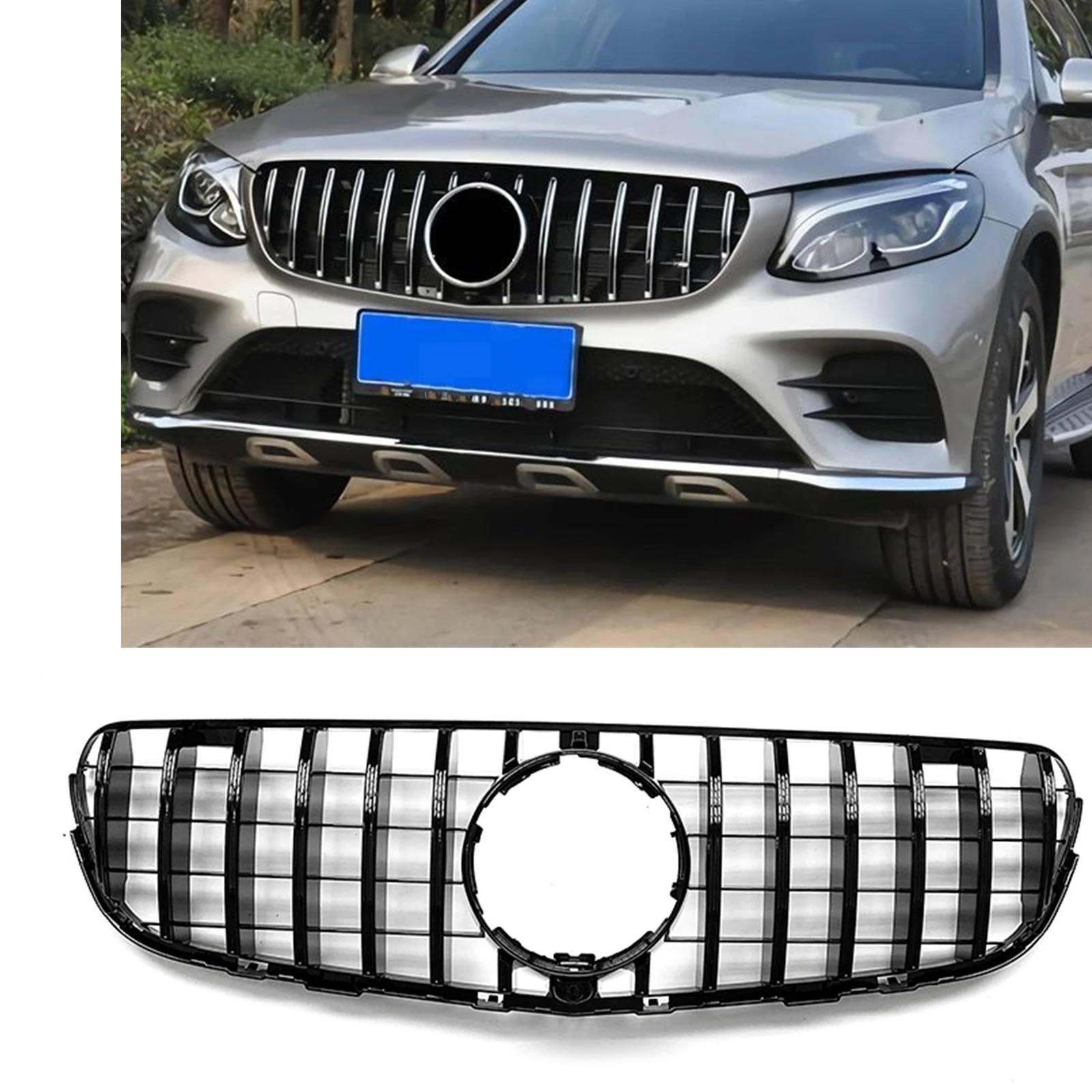 

GT гоночные грили для Mercedes Benz GLC W253/X253 2015-2019 передняя решетка черного автомобиля GLC350 GLC300 GLC250 верхний бампер