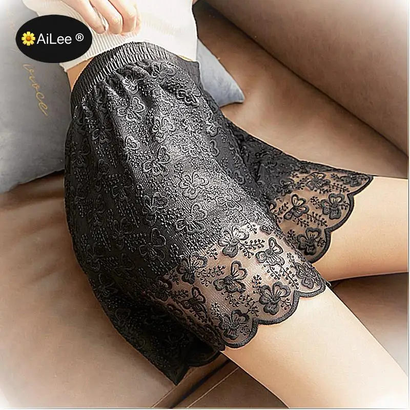 Elegance Lace Safety Short Pants Women Short Tights Soft Seamless Lace Underwear Female Safe Shorts Sexy Lingerie Plus Size