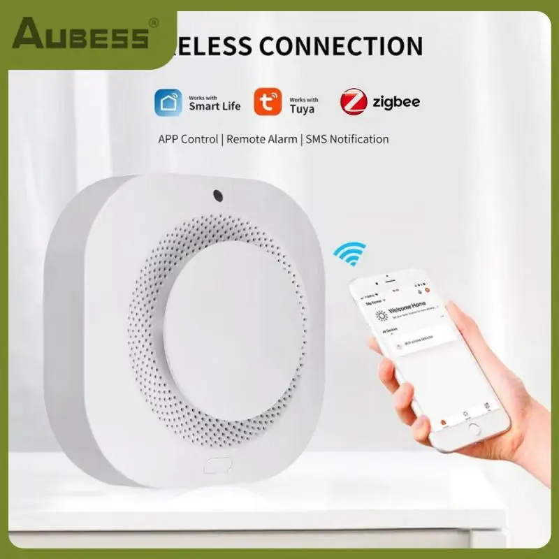 

Смарт-датчик дыма Zigbee для домашней безопасности, беспроводной датчик дыма с управлением через приложение, работает с Tuya Zigbee Hub