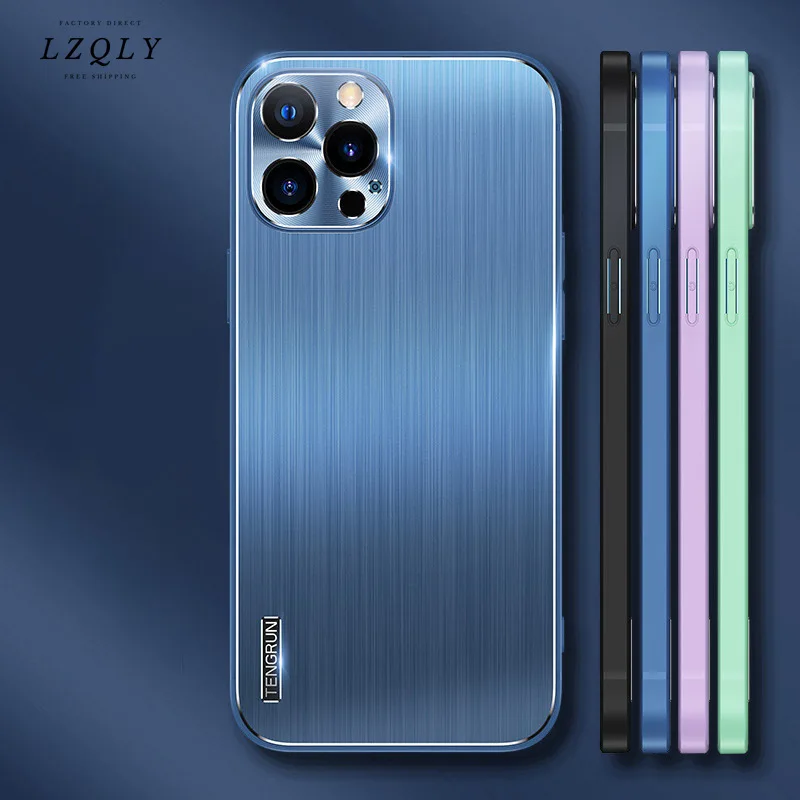 

Brushed Metal Case for Iphone 12 11 13 Pro Max x Xr Xs Max Case Soft Tpu Frame Phone Cover for Iphone 11pro 12pro Max Back Case