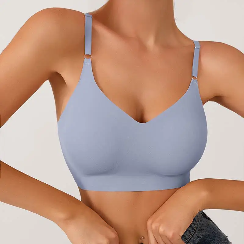 

5PCS European American Women One-piece Seamless Ice Silk Fitness Yoga Bra Large-size Unwired Vest-style Underwear Beautiful Back