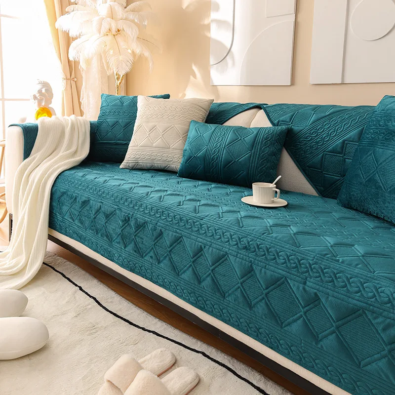 

Winter New Embroidered Plush Cushion Dutch Plush Sofa Cushion Modern Simple and Thickened Non slip Sofa Cushion Scarf