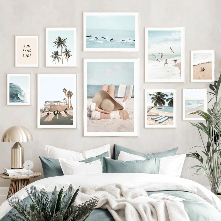 Пляжные доски для серфинга волны Пальма черепаха Ван Дельфин настенная Картина