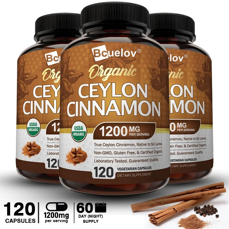 

Ceylon Cinnamon Capsules - Joint, Bone, Anti-Inflammation, Antioxidant, Glucose Metabolism Support, Regulates Blood Sugar Levels