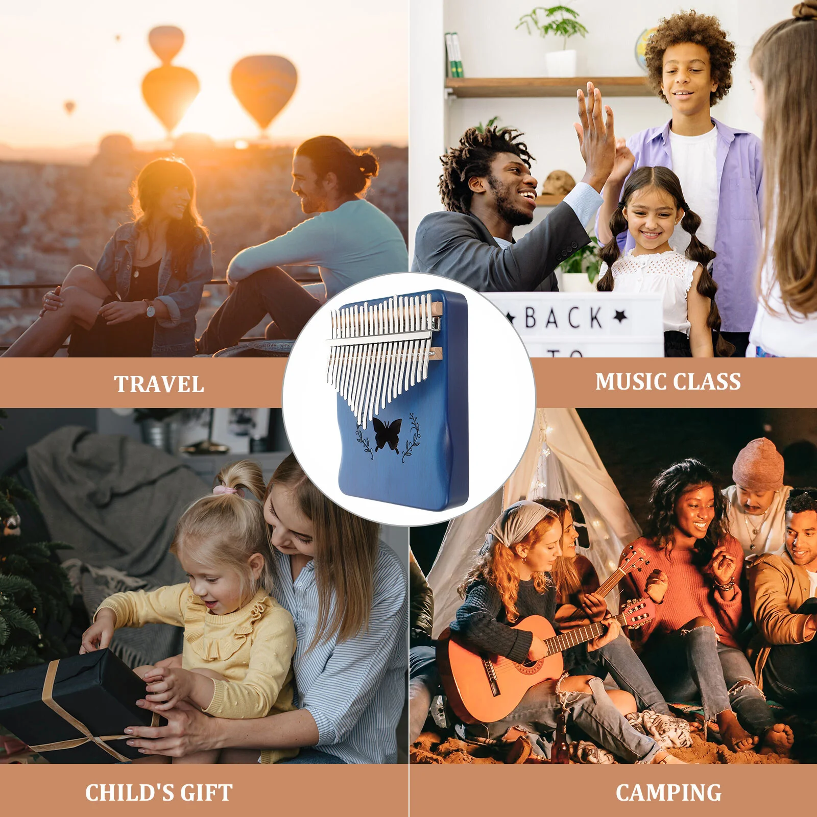 

21 Keys Mbira Finger Organ Adult Thumb Piano Portable Music Instrument Kids Musical Toy