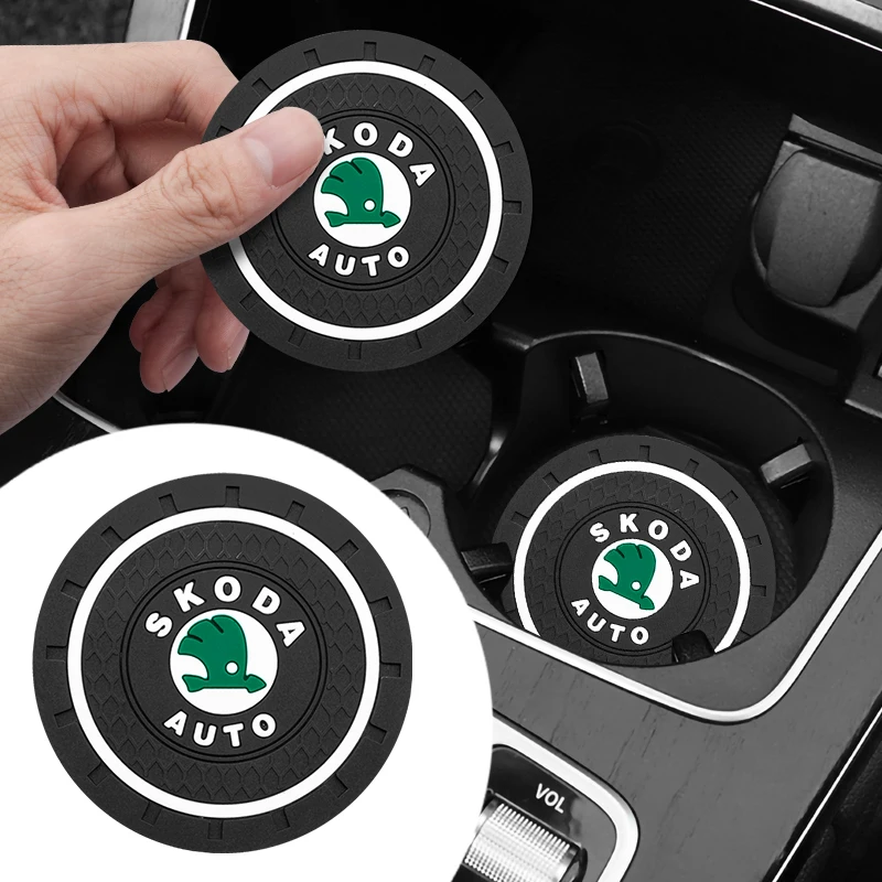 

1/2pcs Car Styling PVC Water Cup Holder Mat Anti Slip Coasters Auto Accessories For Skoda Octavia 3 2 A5 A7 RS Fabia Superb Yeti