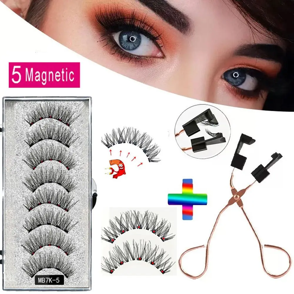

Natural Fairy 5 Magnets Lashes NO Glue Women Makeup Tools Magnetic Eyelashes False Eyelashes with Tweezers Lashes Extension