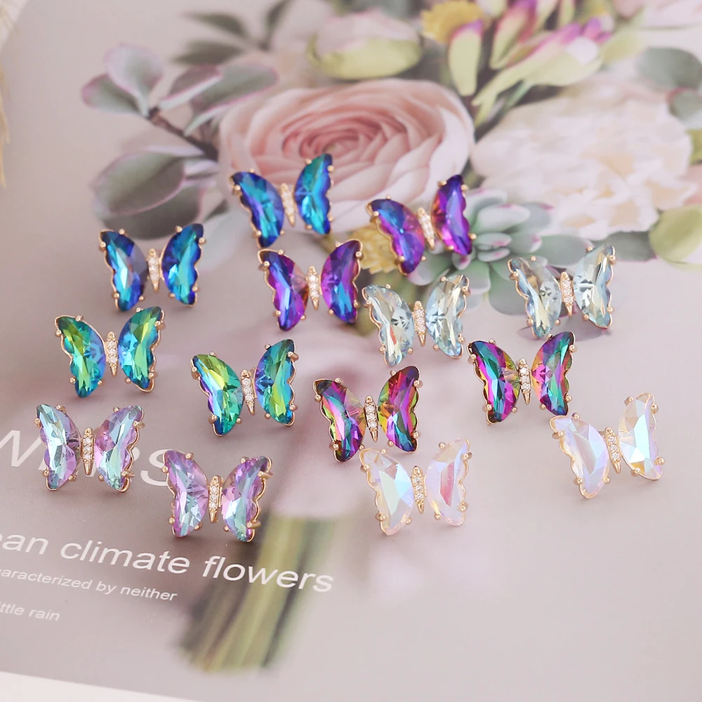 

Women Crystal Butterfly Earrings Metal Frame Jewelry Zircon Decorative Earrings Girl Vitality Halo Accessories Gifts