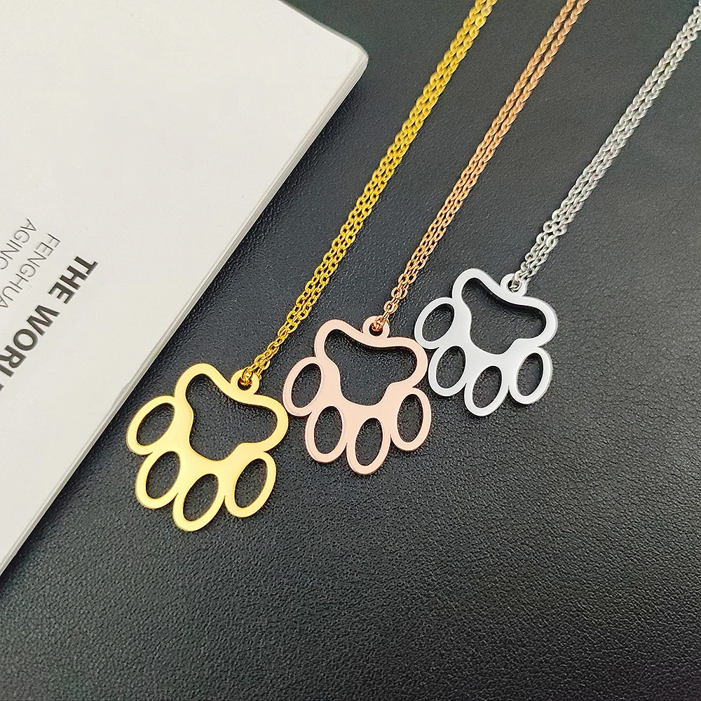 

Fashion Cute Pets Dogs Footprints Paw Pendant Necklace Necklaces & Choker Jewelry for Women Neck Chain Party Daily Collar Gifts