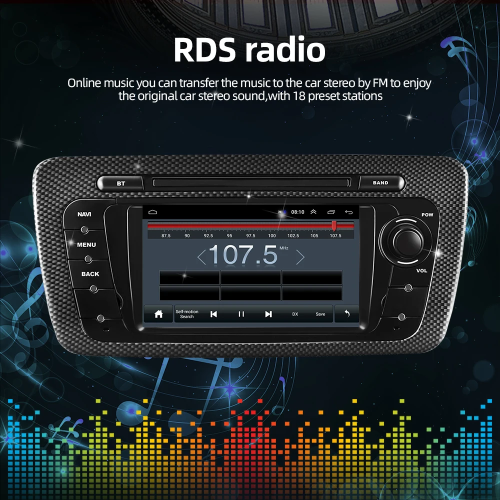 Автомагнитола Podofo CarPlay Android для SEAT Ibiza 6j 2009-2013 мультимедийный стереоприемник 2 Din