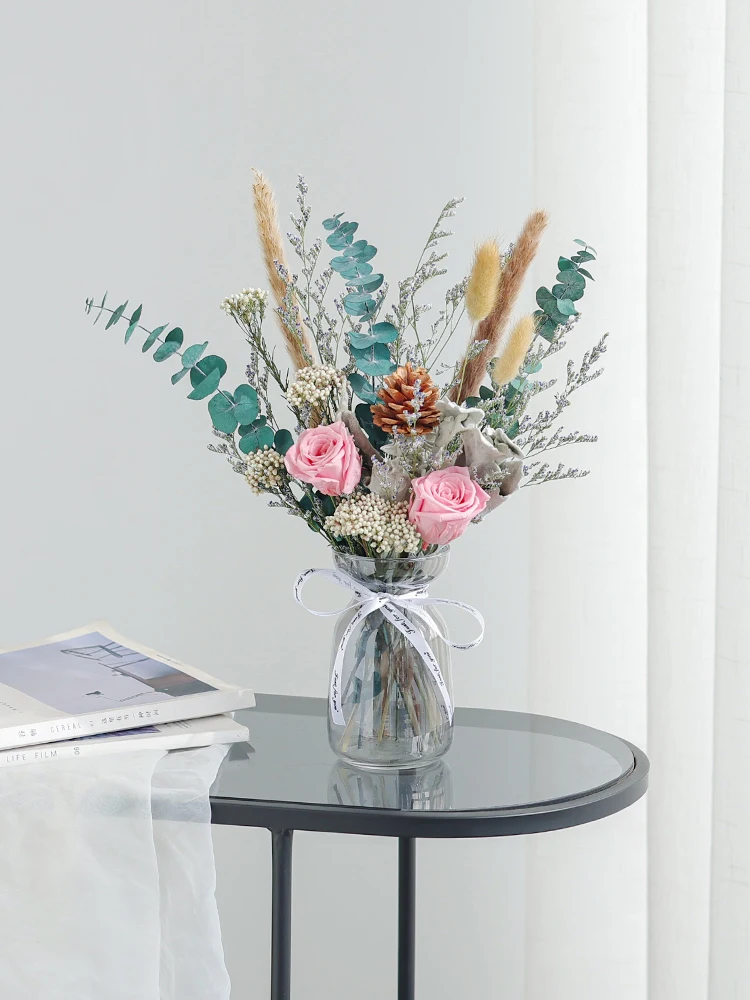 

Natural Air Dried Real Flower Love Grass Rose Net Red Bouquet Reed Senior Sense Of Living Room Decoration Ornaments