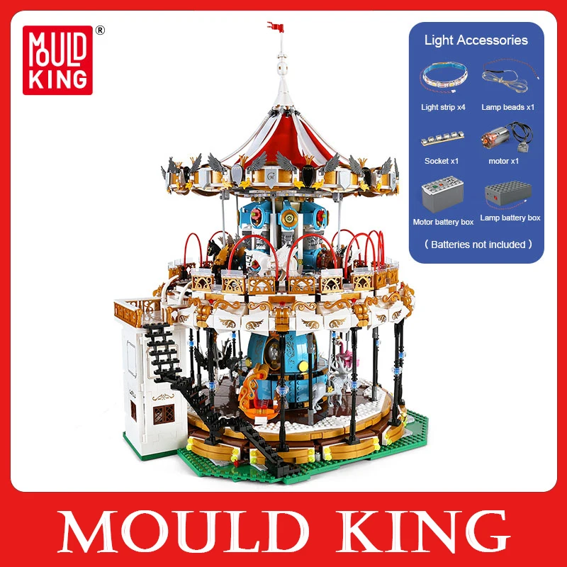 

MOULD KING Building Blocks Creative The MKingLand Carousel Playground Model Assembly Bricks Toys For Kids Christmas Gifts Set