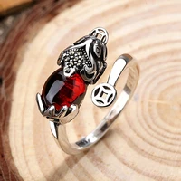buddhist pixiu ring jewelry for women men gift creative adjustable ring lotus feng shui amulet wealth good luck adjustable rings