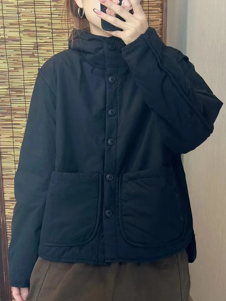 Пальто с хлопковой подкладкой и капюшоном для женщин осенне-зимнее новое