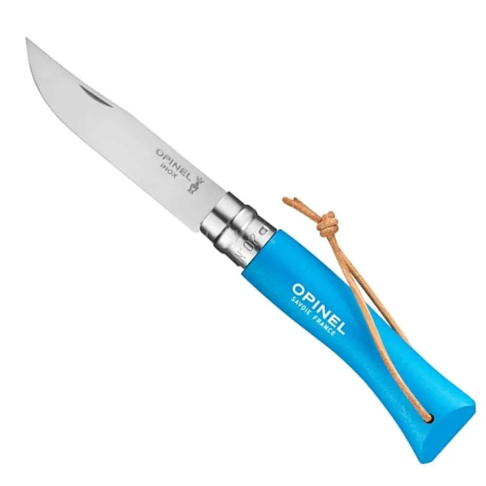 

Opinel Inox Trekking No 7 Stainless Steel Folding Pocket Knife with Lanyard (Blue) Camping Hiking Trekking Outdoor Hunting