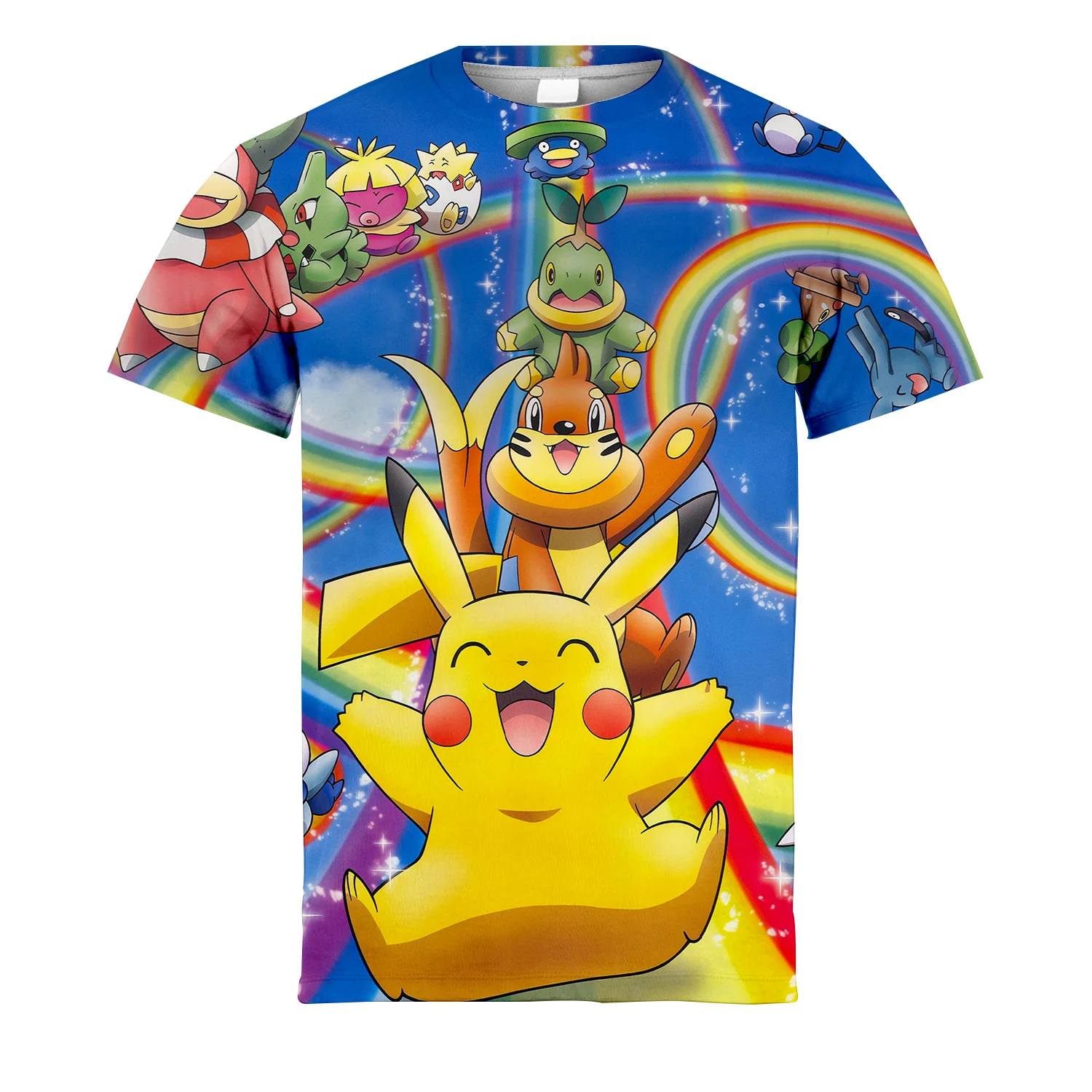 

2023 Summer New Pikachu Animated Men's T-shirt Women Breathable Trend Cute Fashion Youth Children Short Sleeve T-shirt