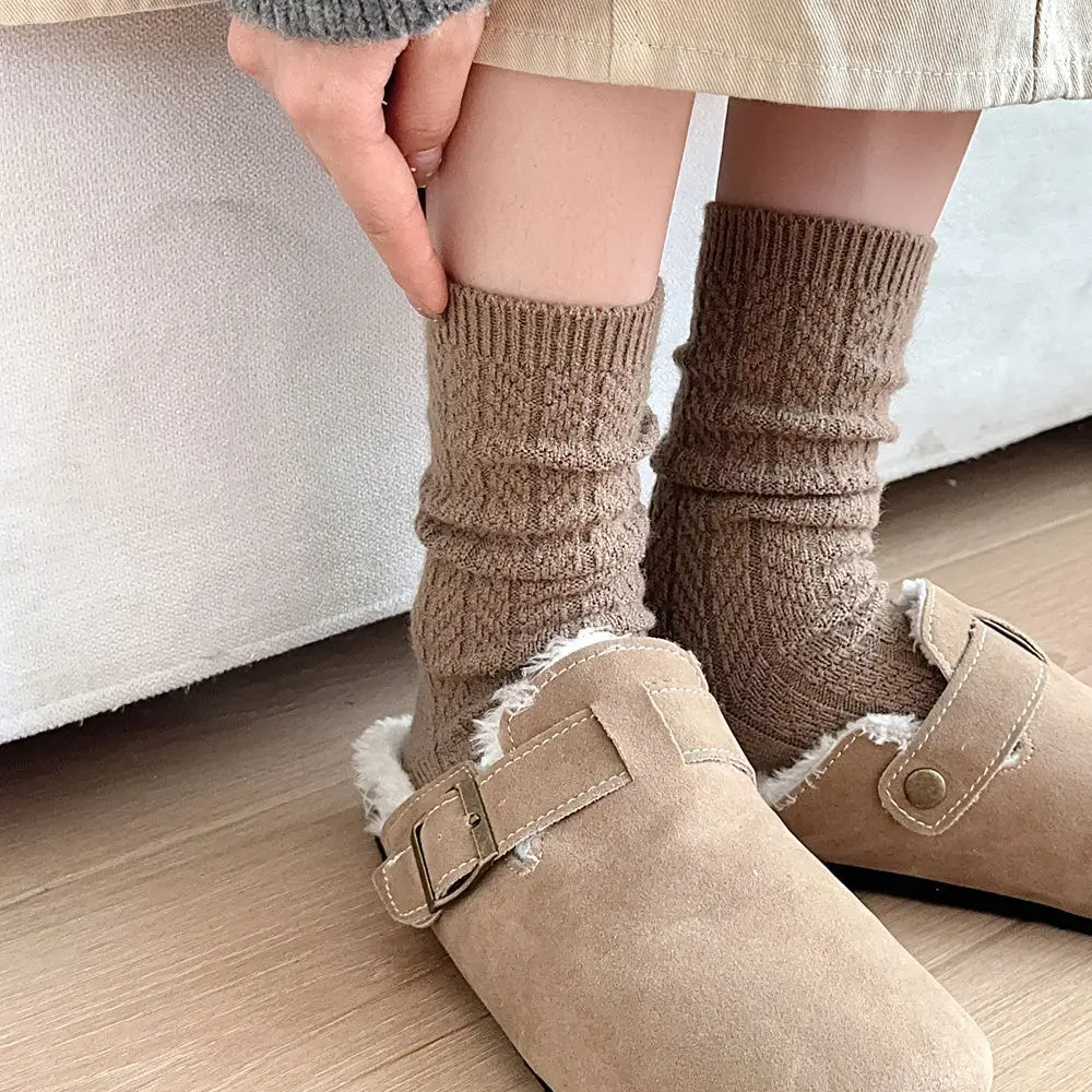 Термоноски женские осенние и зимние толстые теплые однотонные длинные носки