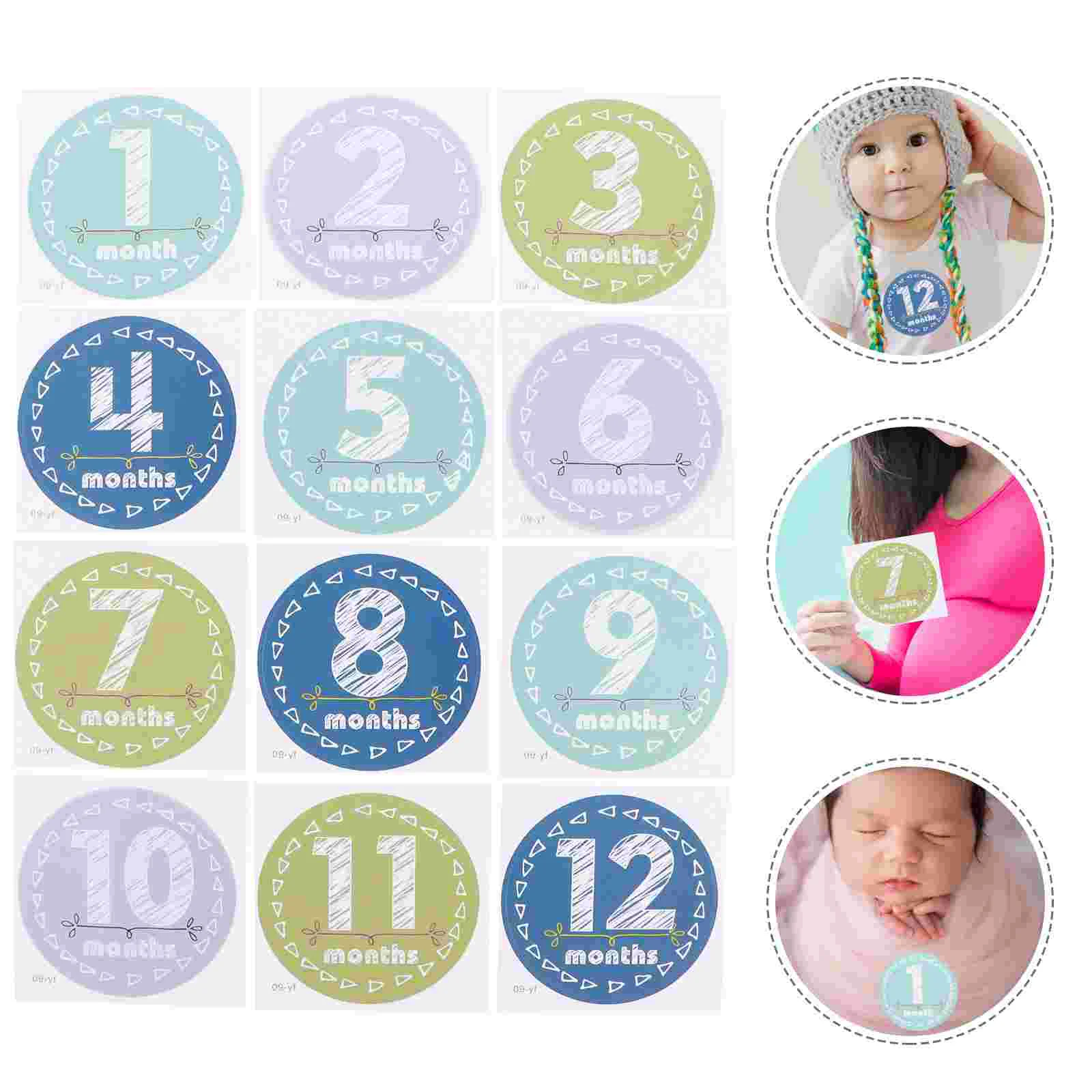 

Baby Stickers Sticker Month Milestone Monthly Boy Newborn Photo Photography Props Old Paper Label Age Keepsake Background Gifts