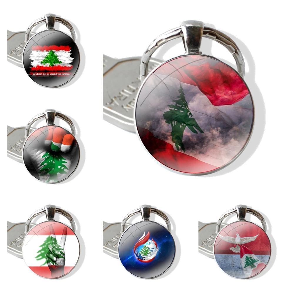 Брелок с флагом Ливана стеклянный брелок ручной работы кабошоном держатель