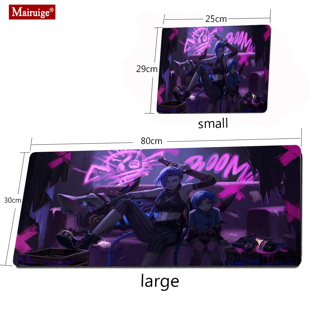 

LOL Runaway Loli Jinx Gaming Mousepad Arcane Baobao Anti-slip Table Mat Anime Girl Kawaii Game Component Carpet Large Mousepad