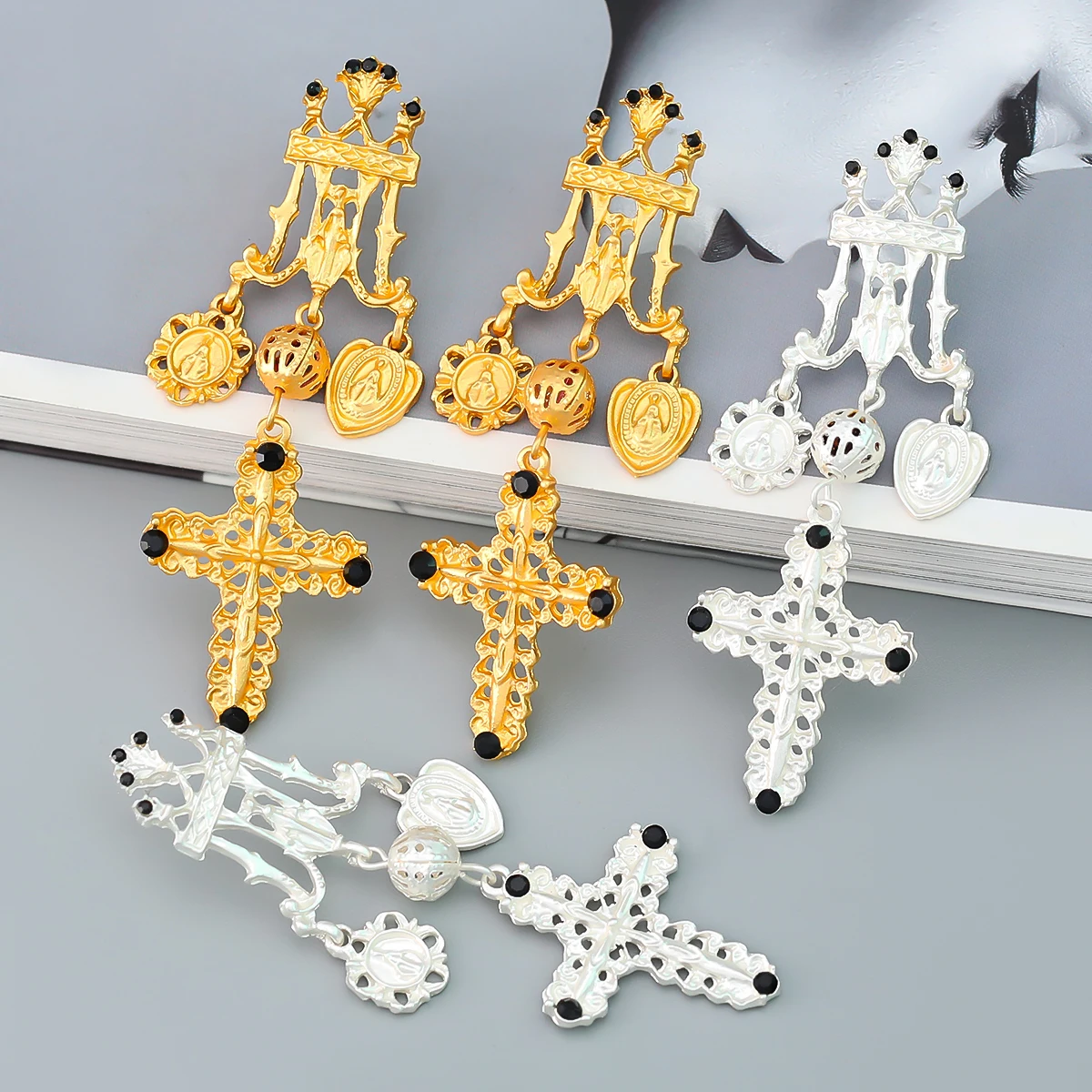 

2023 New Trend Cross Geometric Pendant Earrings for Women