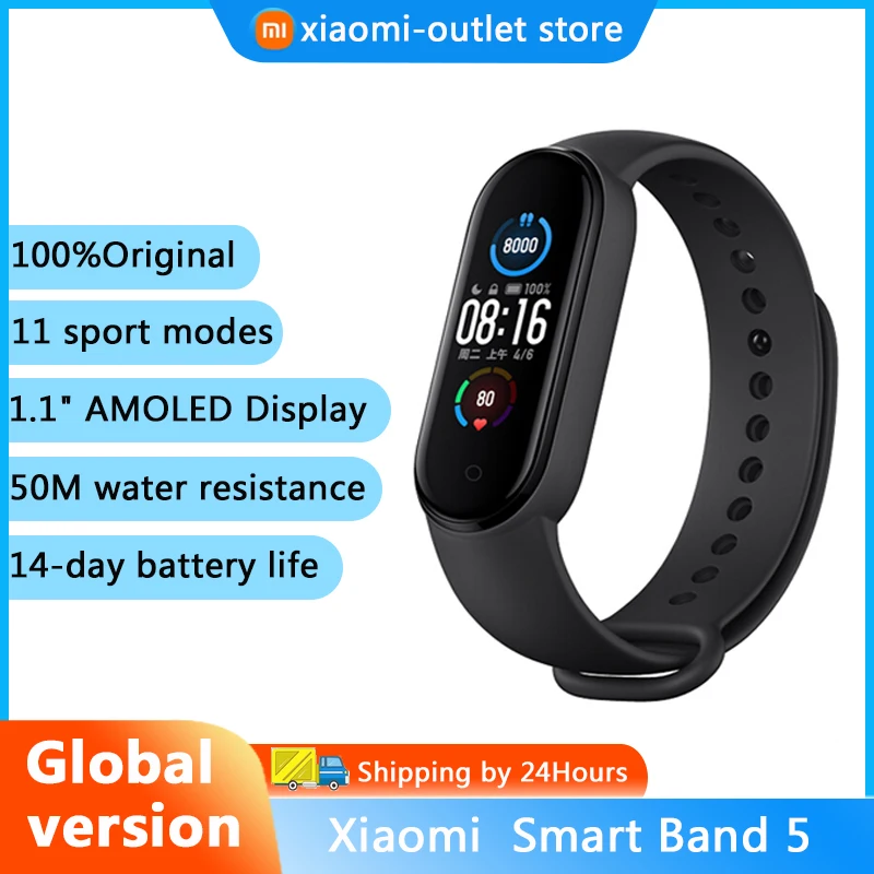 Xiaomi Mi Band 5 Smart Bracelet Color Touch Screen Miband 5 Wristband Fitness Track Heart Rate Monitor Swim Sport Smartband