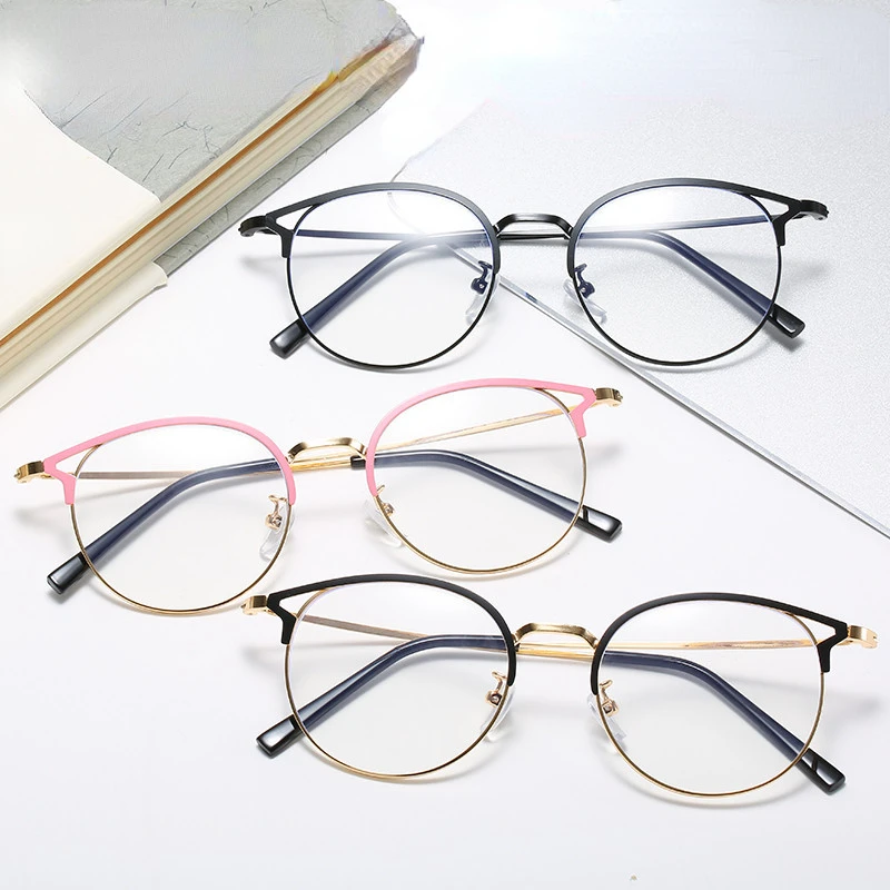 

Очки для близорукости с кошачьими ушами милые синие светильник кие плоские зеркальные круглые очки готовые очки от-0,5 до-6,0