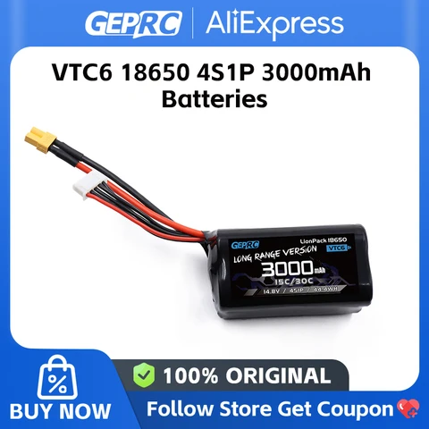 GEPRC VTC6 18650 4S1P 3000 мАч аккумуляторы XT30 XT60 штекер подходит для RC FPV квадрокоптера фристайл Longrange Series Drone