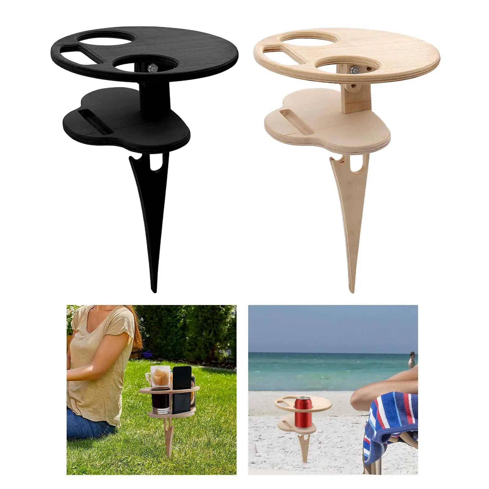 

Mini Wood Foldable Wine Holder Outdoor Wine Table for Picnic Camp Party Garden Beach Folding Glass Rack Small Desk