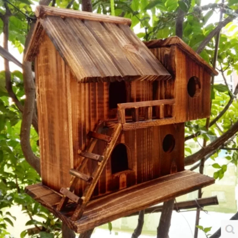 

Bird house Bird nest villa Handmade wood Creative and cute Home outdoor decorations Forest Park Wild bird house protection ZP