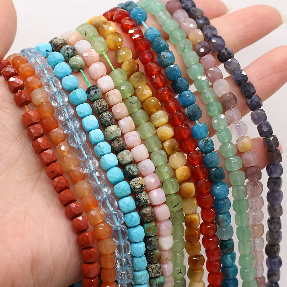 

Natural Gemstones Beads Semi-precious Stones Faceted Square Irregular Pendant Beads For DIY Bracelet Necklace Accessories Making