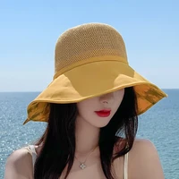 bow womens beach cap sun hat summer sunscreen womens summer hats for women beach straw hat