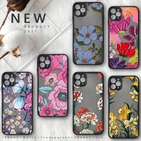 floral flower art design phone case matte transparent for iphone 7 8 11 12 13 plus mini x xs xr pro max cover