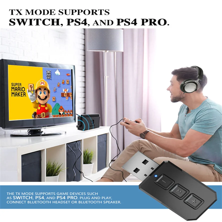USB Bluetooth 5 0 аудио приемник передатчик 2 в 1 Мини стерео AUX RCA разъем 3 мм для ТВ ПК