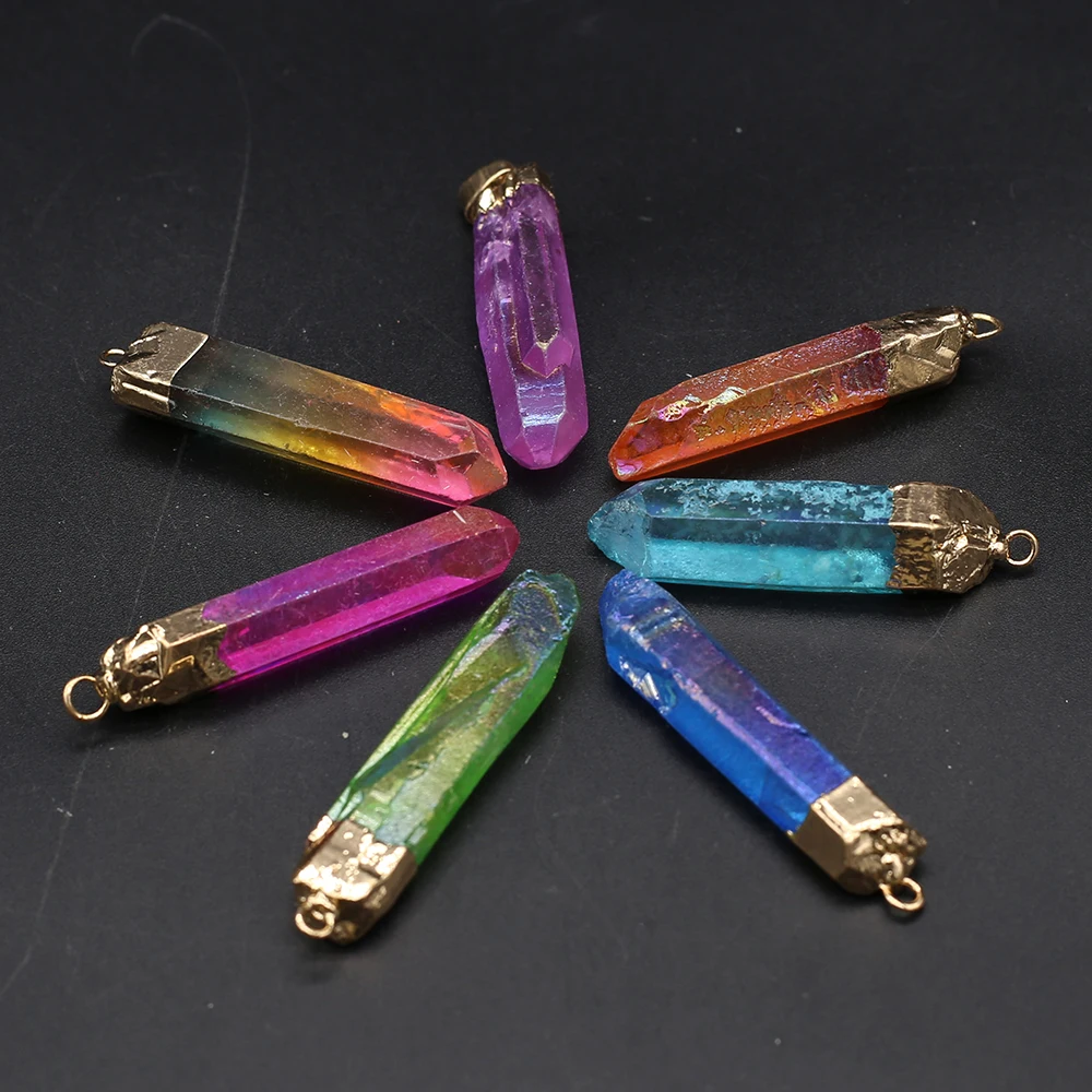 

Natural Stone Pendants Shiny Crystal Charms Reiki Heal Colorful Quartzs Pendulum for Jewelry Making DIY Necklace accessories