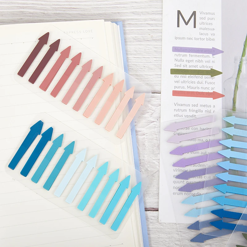 

200Pcs Transparent Waterproof Fluorescent Index Tabs PET Arrow Flags Sticky Note For Page Marker Planner Stickers Office School