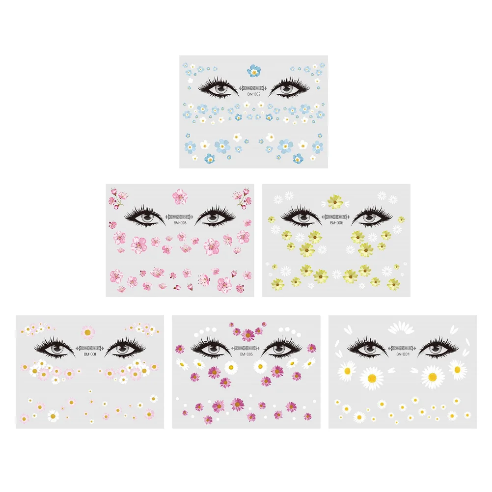 

6pcs Daisy Face Stickers Makeup Stickers Waterproof Sweat-proof Small Face Paste Collarbone Decors for Women Girls (Assorted