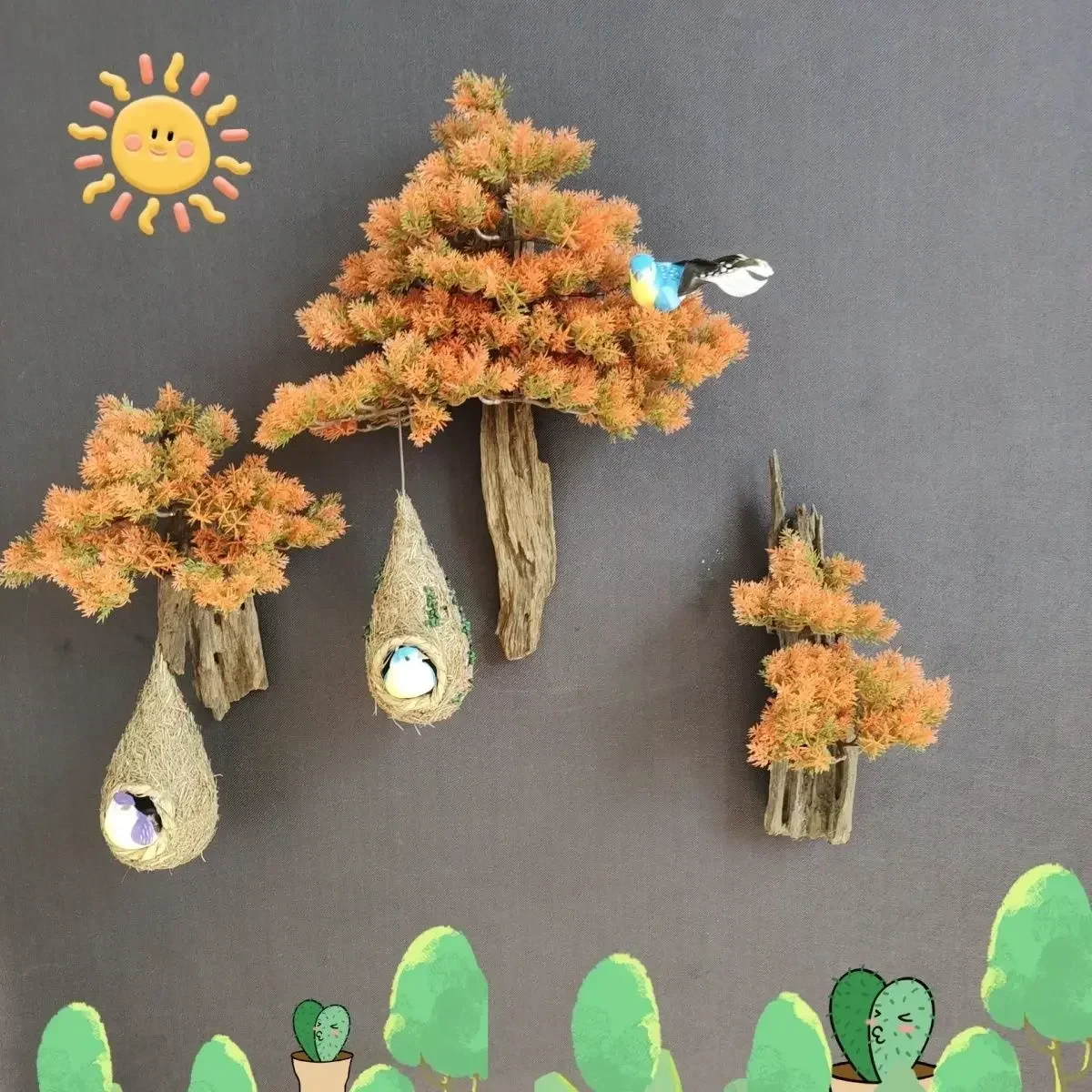 Имитация растения подвесное украшение настенная подвеска для интерьера из сосны