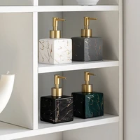 luxury marble liquid soap bottle ceramic pump refillable shower gel bottle lotion container storage jar for bathroom accessories