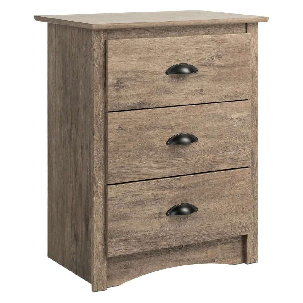 

Salt Spring Coastal 3 Drawer Bedroom Nightstand, Drifted Gray