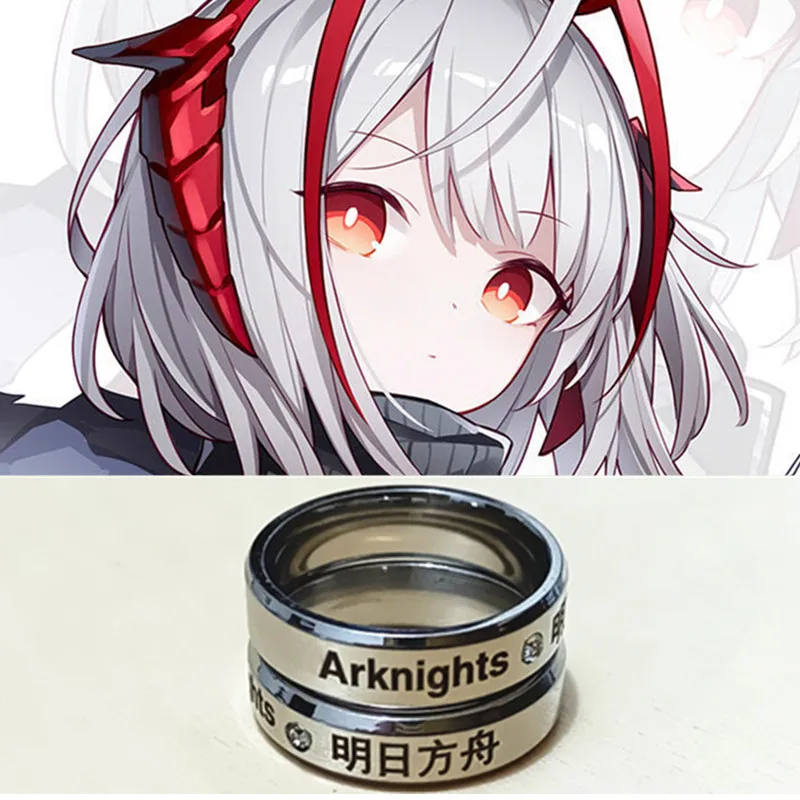 Arknights Crystal Rings For Women Men Jewelry Cosplay Anime Game Stainless Steel Anillos Mujer