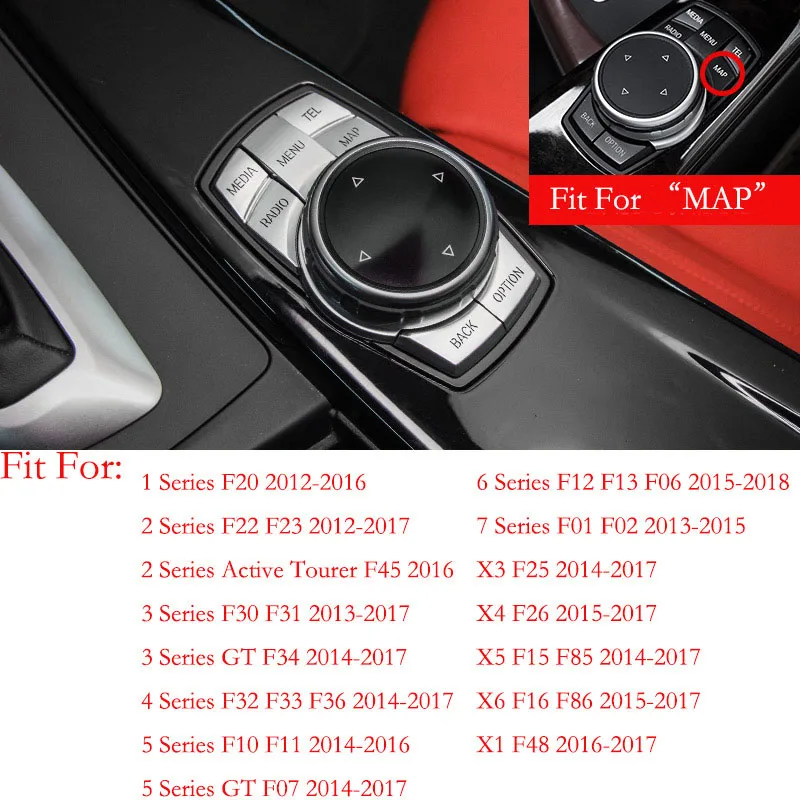 

Для BMW 1 2 3 4 5 6 7 серии X1 X3 X4 X5 X6 F10 F30 F15 F16 5 шт. алюминиевый сплав iDrive центральные мультимедийные кнопки накладка