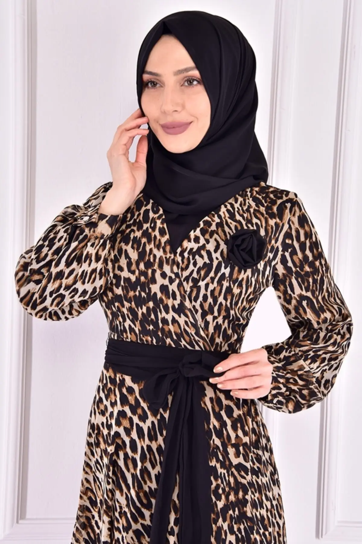 Женское шифоновое платье с леопардовым принтом стильный мусульманский хиджаб