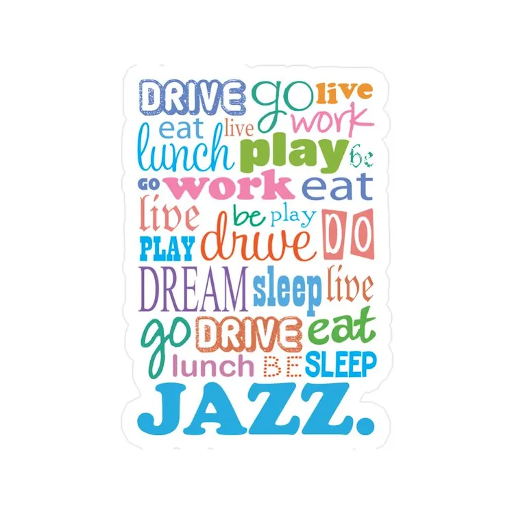 

Jazz музыка Цитата маленькая вырезанная наклейка для ноутбука Забавный автомобиль милое мультяшное искусство модный общественный чемодан