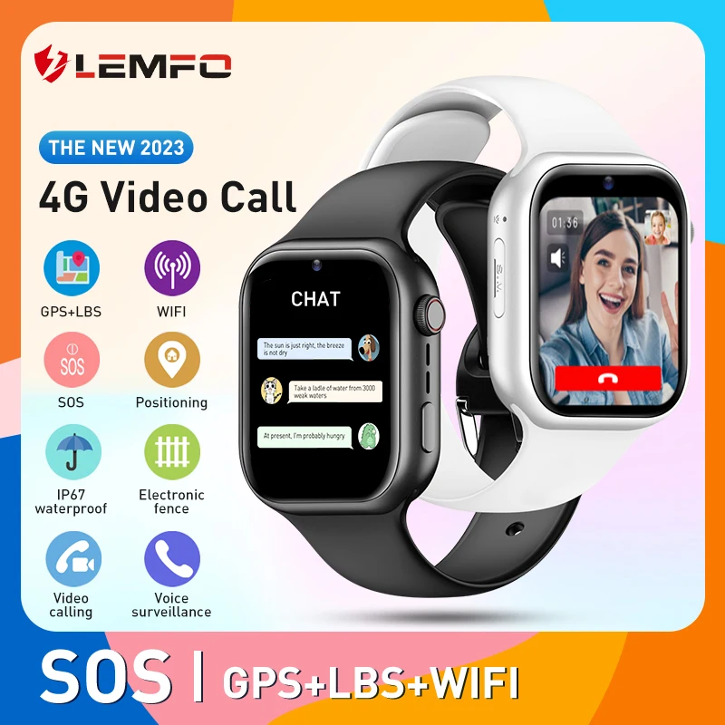 LEMFO K20 4G Kids Smart Watch 2023 HD Video Call Baby Smartwatch Men Women GPS LBS WIFI Watch For Child Waterproof Big Battery